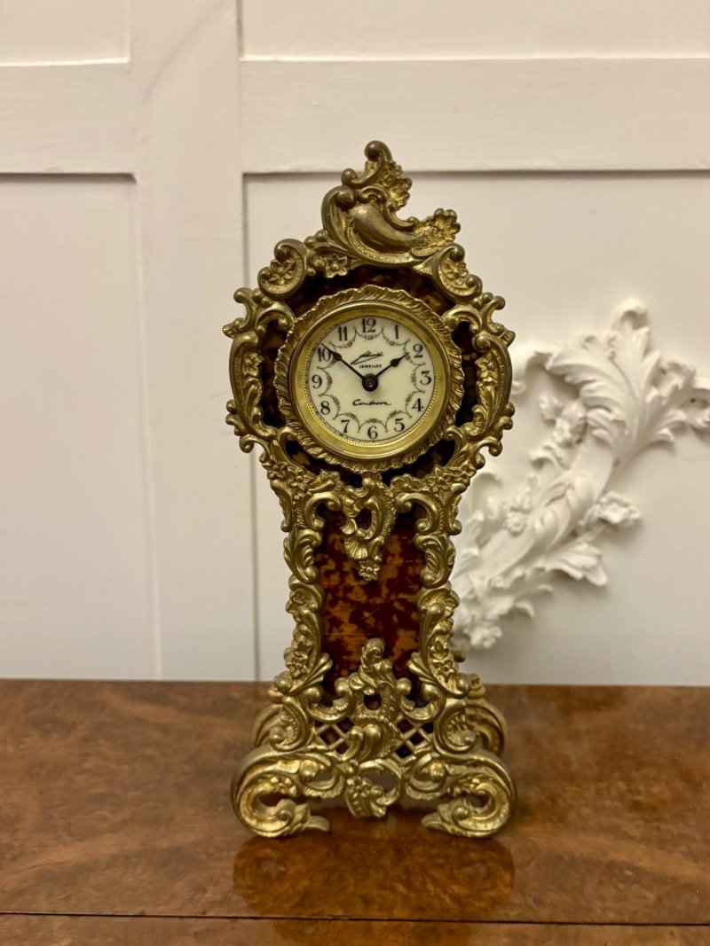 Magnificent Quality Antique Edwardian Ornate Gilded Brass Miniature Longcase Clock